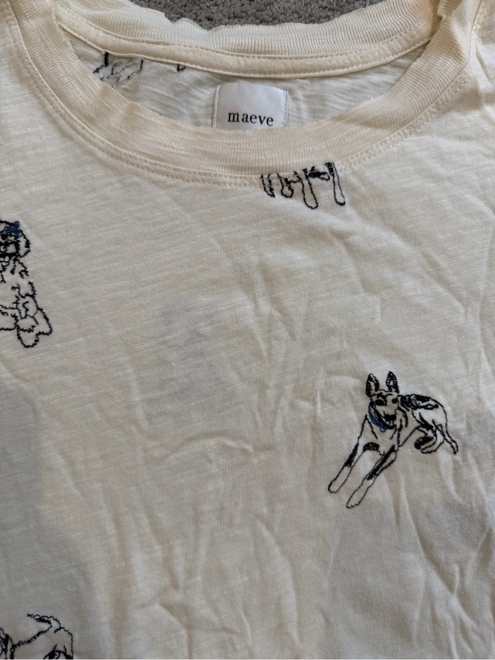 Maeve Cream Dog-Print Short Sleeve Tee - Picture 2 of 3
